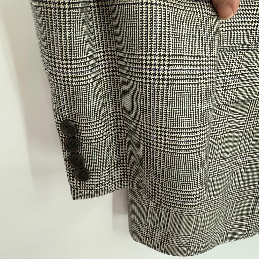 Lauren Ralph Lauren Men's black houndstooth silk Wool Sport Blazer Size 42 R